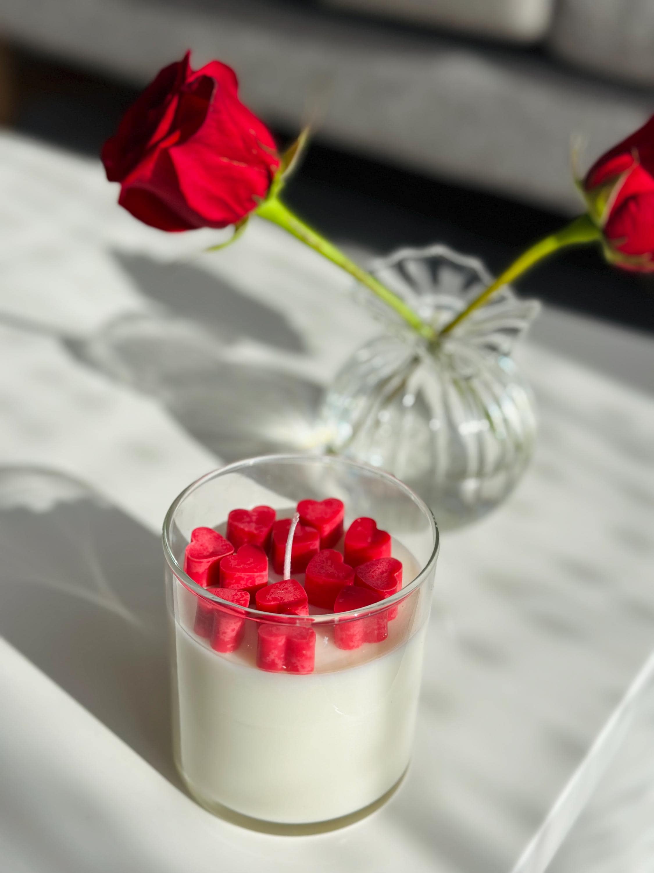 Handmade Natural Soy Candle with Romantic Red Heart Design - Perfect for Valentine's Day, Gifting, and Home Decor