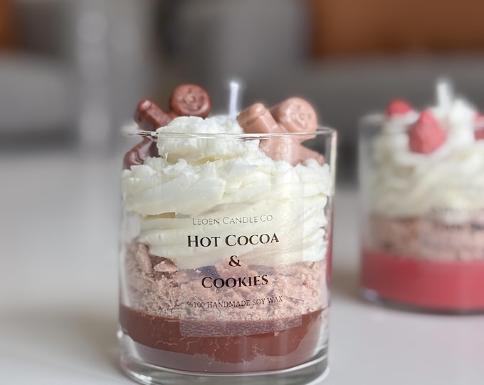 Handmade Dessert Soy Candle, Whipped Cream, Personalized Label