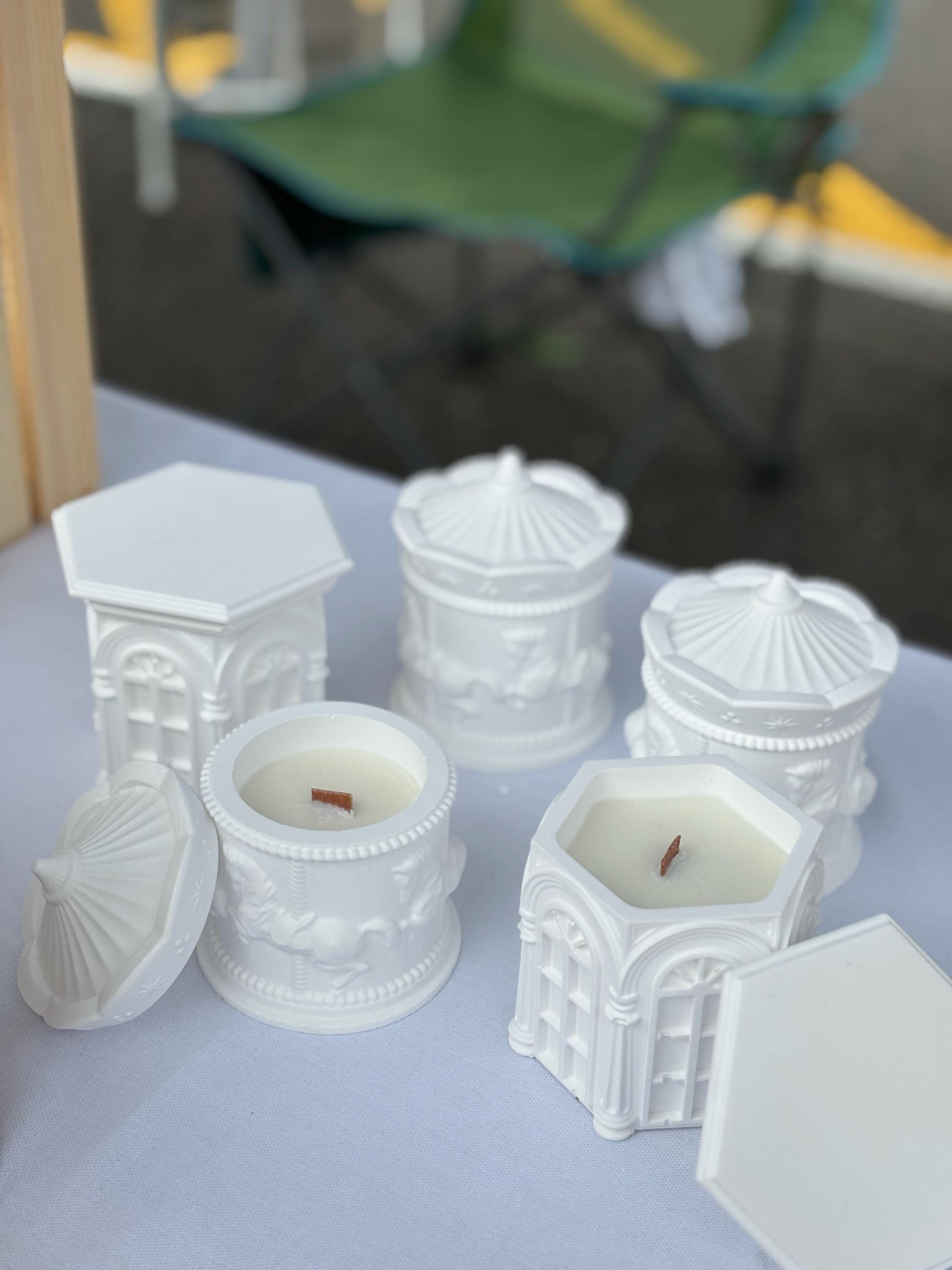 Handmade Carousel Candle, Carousel Candle Jar, Architectural Candle, Carousel Pavilion Design, Elegant Decorative Jar, Single or Set Candle
