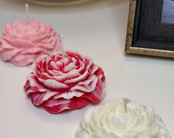 Peony Flower Candle - Wedding Gift, Bridesmaid Gift, Home Decor, Scented Candle