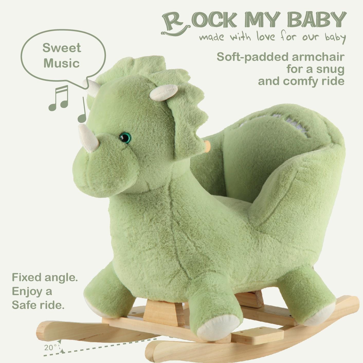 Rocking Horse Green Dinosaur With Chair, Baby Rocker With Sweet Music ...