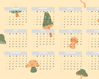 Mushroom World: Um calendário de aventuras fúngicas de 2025, Calendário 2025 de cogumelos, Calendário e cogumelos, Cogumelos mágicos