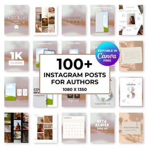 Szablony postów na Instagramie dla autorów: pakiet Bookstagram Canva IG (pobieranie cyfrowe)