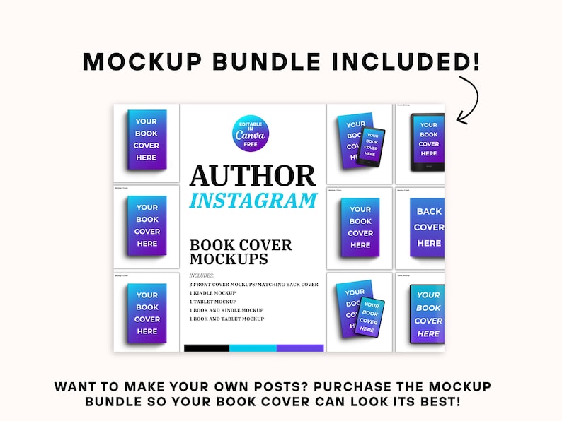 Author Instagram Post Templates: Author Bookstagram Social Media Kit (Canva Editable Digital Download) image 5