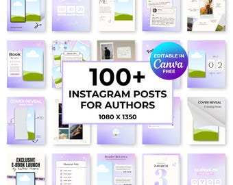Author Instagram Post Templates: Bookstagram Social Media (Canva Editable)
