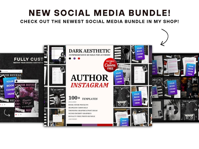 Author Instagram Post Templates: Bookstagram Social Media Kit (Canva Editable Digital Download) image 4