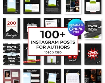 Author Instagram Post Templates: Bookstagram Social Media Kit (Canva Editable Digital Download)