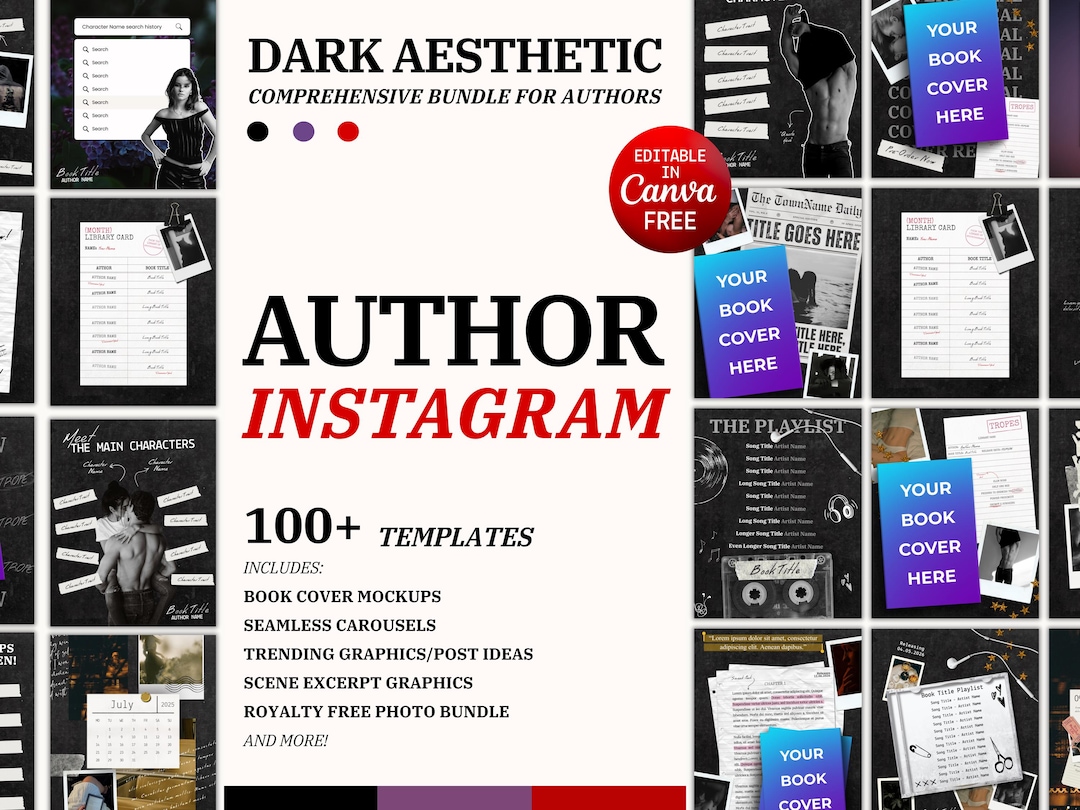Author Instagram Post Templates: Author Bookstagram Social Media Kit ...