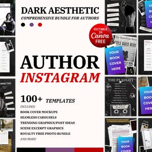 Autor Instagram Post-Vorlagen: Bookstagram Social Media Kit (Canva bearbeitbarer digitaler Download)