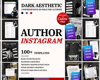 Author Instagram Post Templates: Bookstagram Social Media Kit (Canva Editable Digital Download)