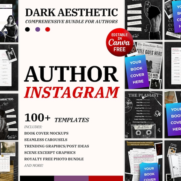 Autor Instagram Post-Vorlagen: Autor Bookstagram Social Media Kit (Canva bearbeitbarer digitaler Download)