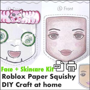DIY Paper Squishy Roblox Baddie Face + Skincare Kit PDF do wydrukowania | Lalki Spa Day Kids Craft | Udawaj cichą zabawę Słodkie zabawki artystyczne