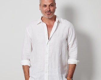 White Men's Linen Shirt
