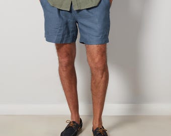 Marine Blue Men's Linen Shorts