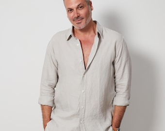 Smoke Grey Men's Linen Shirt