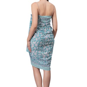 Cotton Sarong Cover-Up: Hand Block Print Boho Beach Scarf