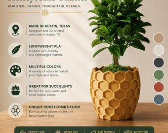 Moderne succulentenpot met honingraatdesign, decoratieve plantenpot voor binnen, geschikt voor planken, bureaus en woondecoratie.