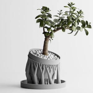 Drapeau – Gathered Sculptural Planter | Modern Indoor Pot with Draped Fabric Look | 3D Printed