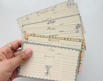 Tarjetas de recetas ilustradas a mano / Paquete variado Cottage Kitchen (3x5 o 4x6)