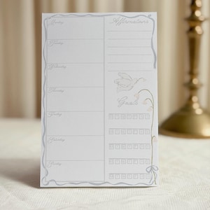 Whimsy Weekly Planner Notepad | Goal Tracker Desk Pad | Productivity Notepad gift