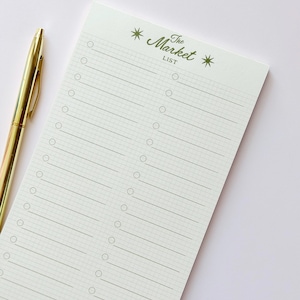 Blocco note minimalista per la lista della spesa, lista della spesa per il mercato 4x8,5