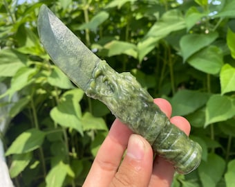 5.7&quot; Natural green jade crystal,quartz Crystal,Crystal knife,green jade wolf specimen,Home Decoration 1pc