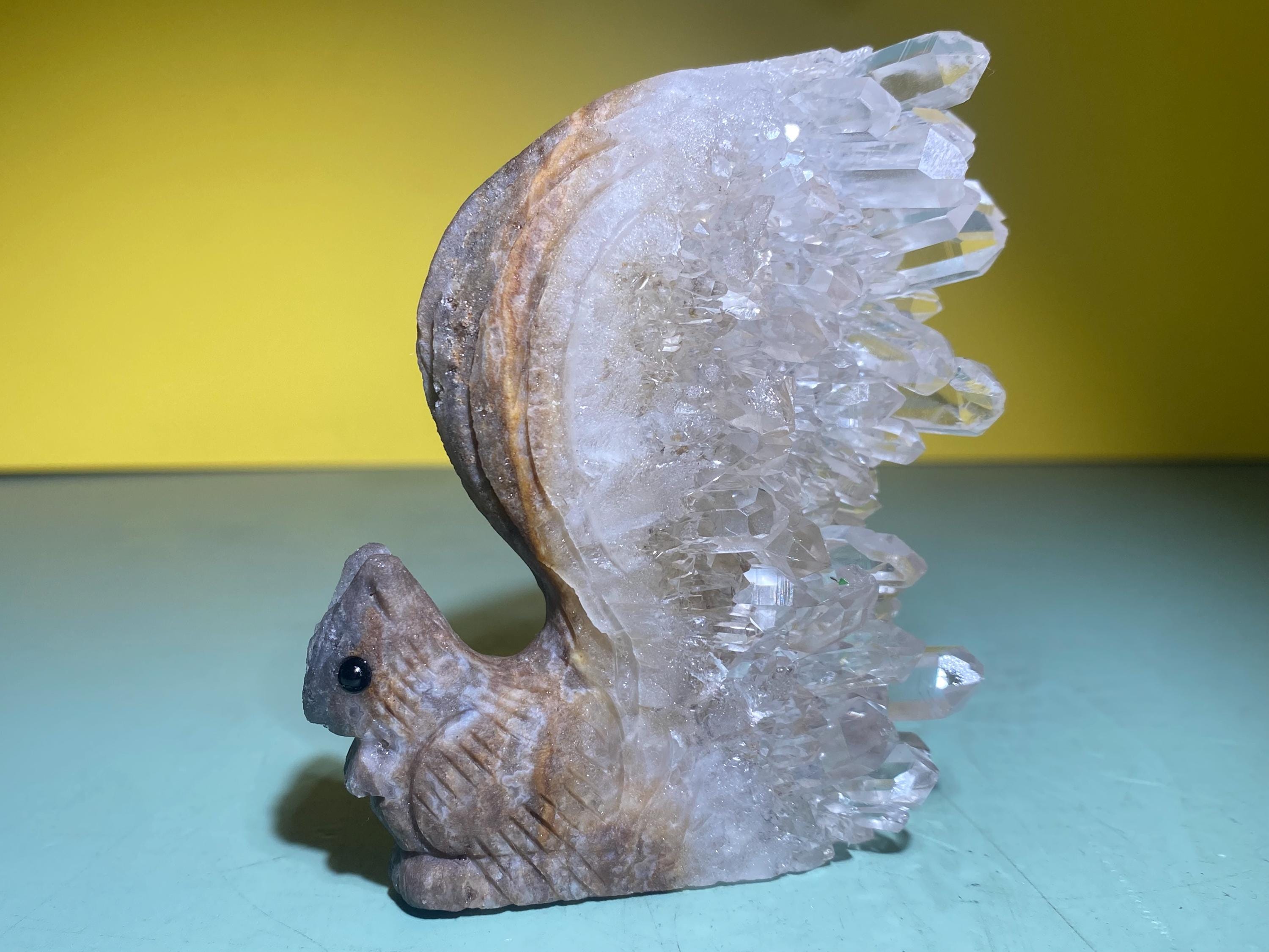 水晶リス標本：天然クリアクラスター、ホームデコレーションギフト 2.6