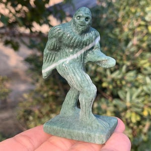 Hand Carved Green Jade Crystal Bigfoot: Natural Home Decor (3