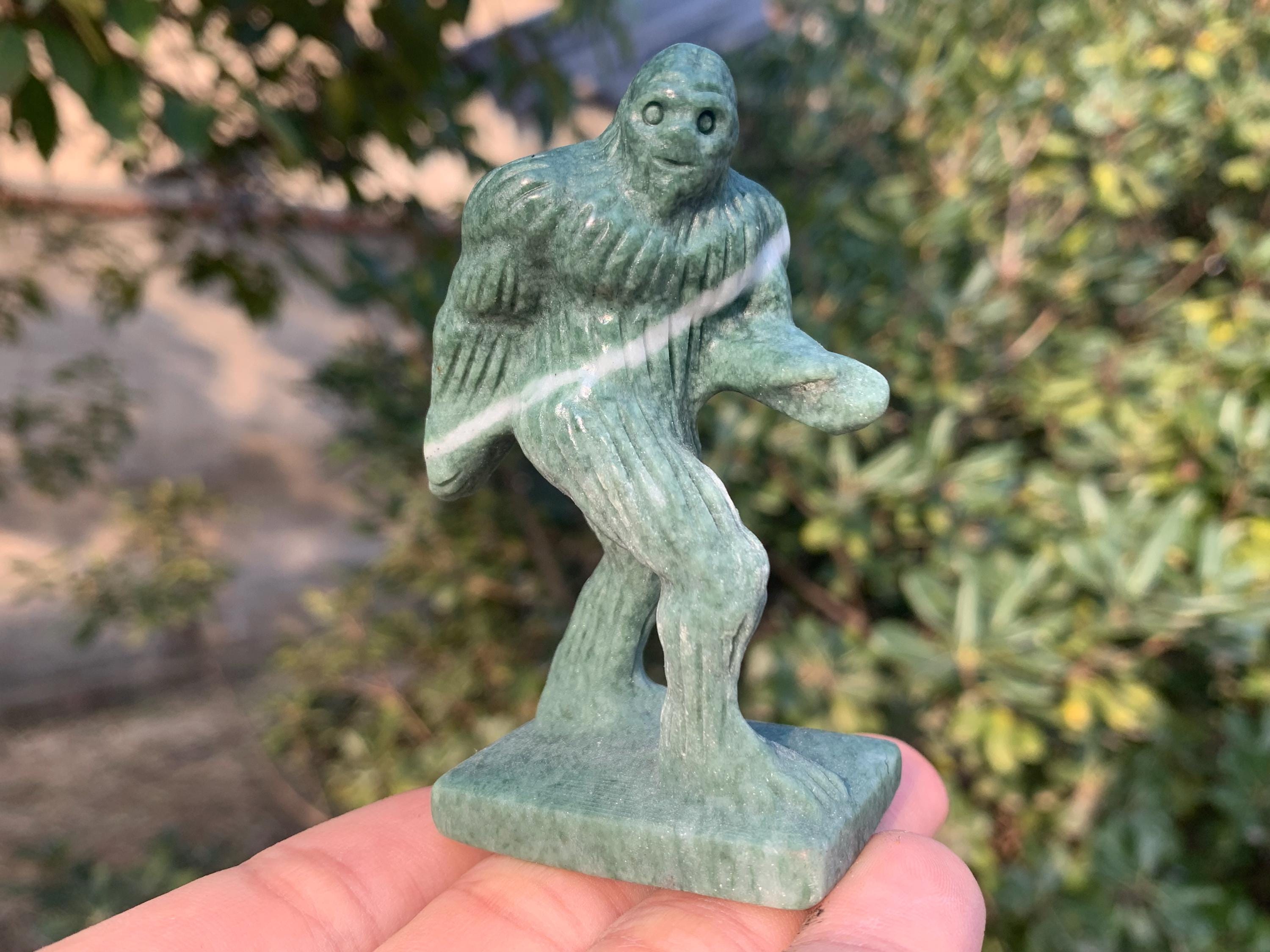Hand Carved Green Jade Crystal Bigfoot: Natural Home Decor (3