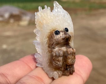 1.5“ Natural Clear Geode crystal,quartz Crystal,Crystal Hedgehog,Hedgehog specimen,Home Decoration Gifts 1pc