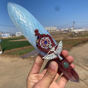 9.4&#39;&#39;+ Opal crystal,quartz Crystal,Crystal Knife,fluorite obelisk,Dagger specimen,Home Decoration Gifts 1pc