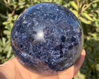 Smoky Aura Quarz-Kristallkugel: Crackle-Glaskugel, Wohndeko (95 mm+)