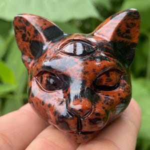2&quot; Natural Red obsidian crystal,quartz Crystal,Crystal cat,Red obsidian cat head specimen,Home Decoration 1pc