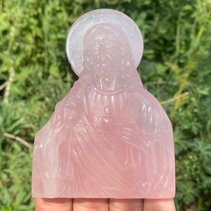3.4&quot; Natural Rose crystal,quartz Crystal,Crystal Jesus,Rose crystal Jesus specimen,Home Decoration 1pc