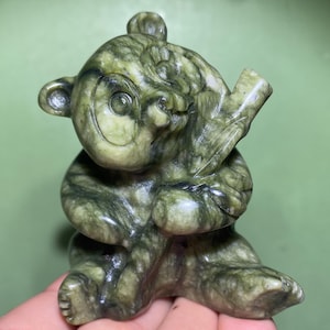 3,4 &#39;&#39; + Natürliche Grüne Jade Kristall, Quarzkristall, Kristall Panda, Grüne Jade Probe, Dekoration Geschenke 1Stk