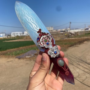 9.4&#39;&#39;+ Opal crystal,quartz Crystal,Crystal Knife,fluorite obelisk,Dagger specimen,Home Decoration Gifts 1pc