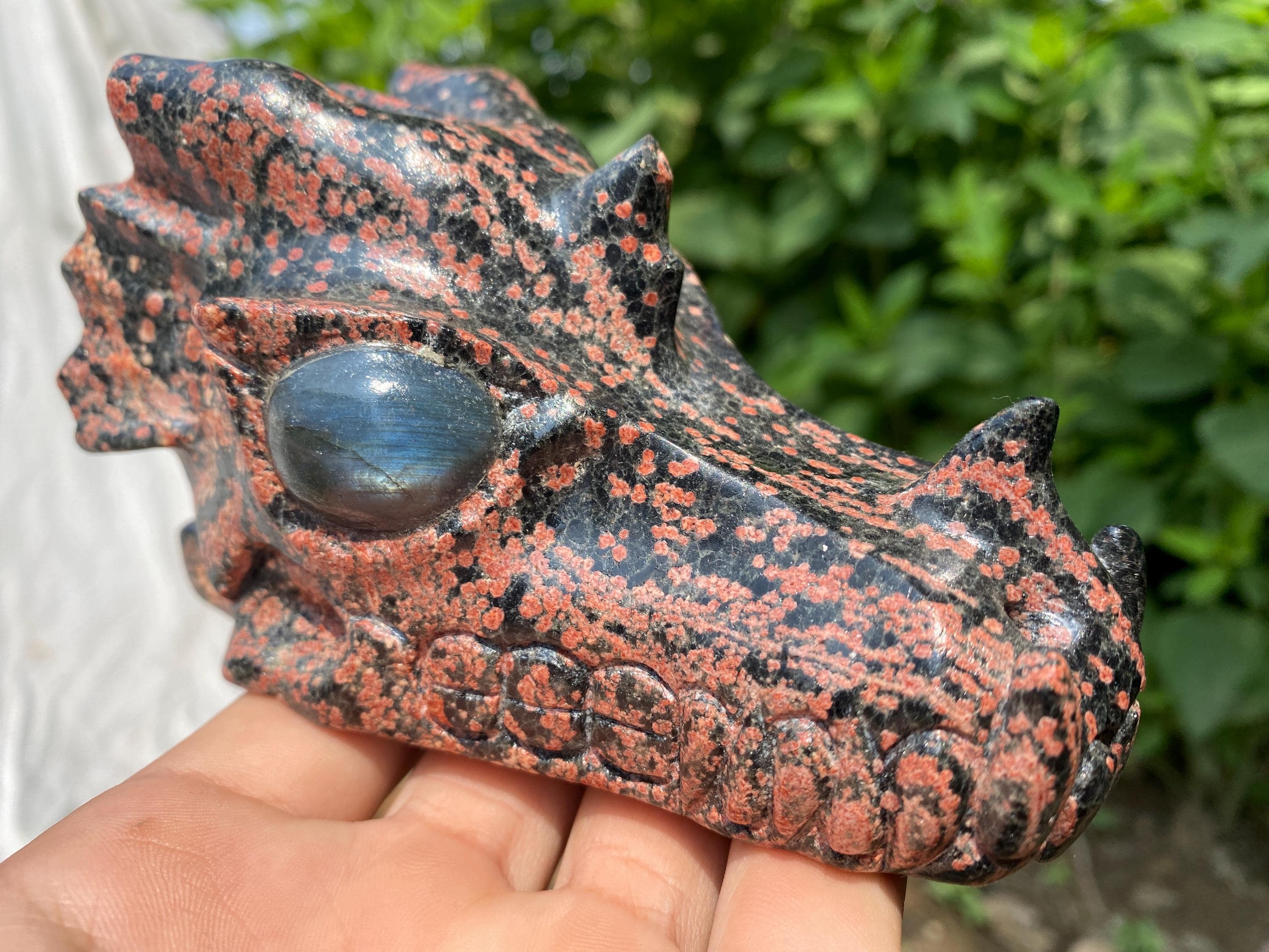 5.3" Natural Plum Blossom Stone,quartz Crystal,Crystal Dragon,Plum Blossom Stone Dragon specimen,Home Decoration 1pc