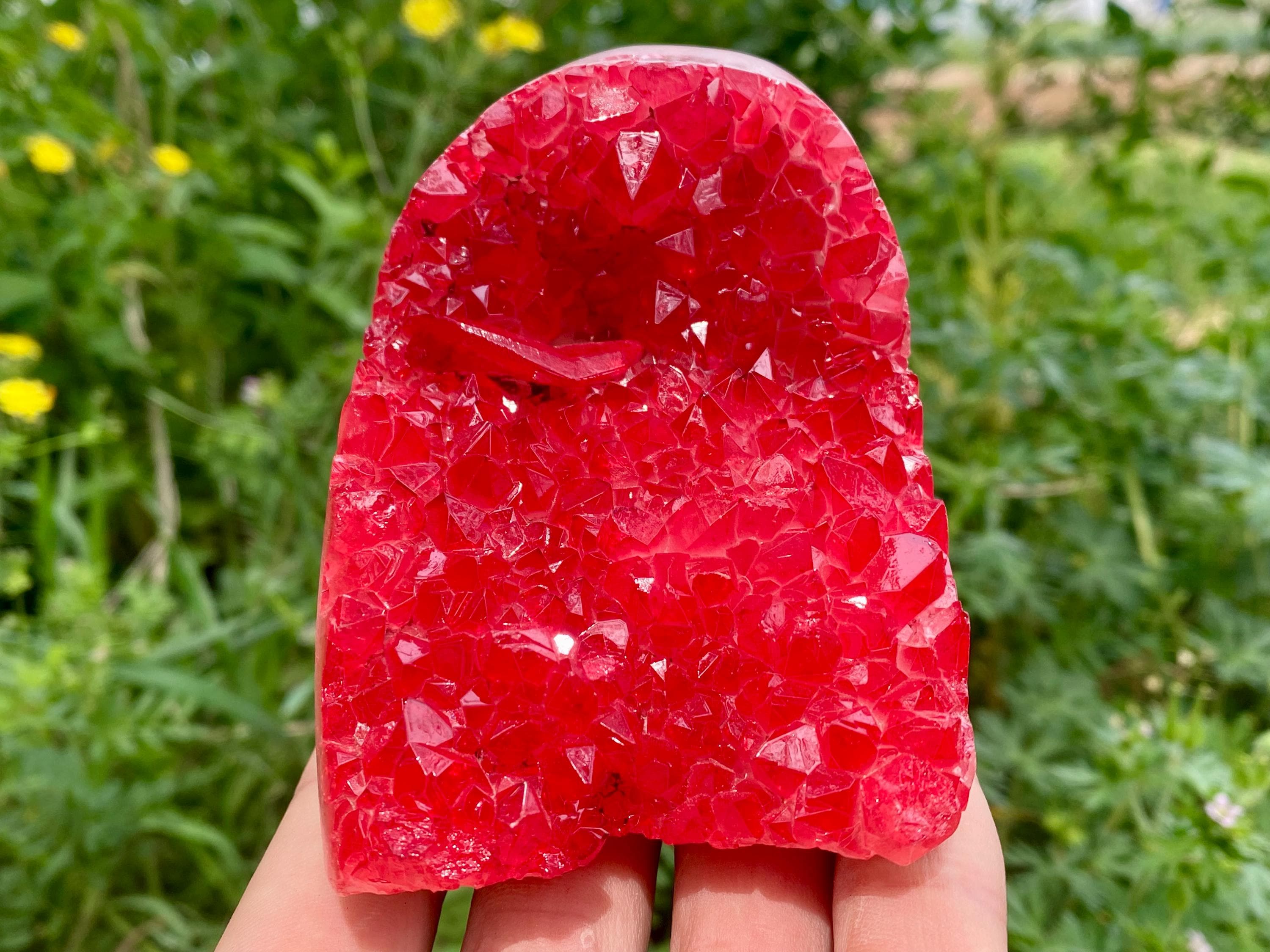 Red crystal Geode quartz,quartz Crystal,Crystal Geode,crystal Cluster specimen,Home Decoration 1pc