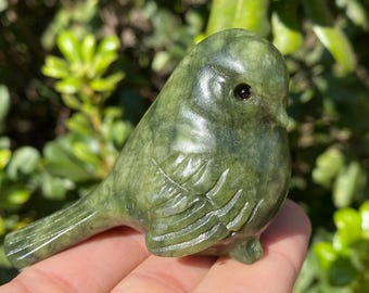 6,4 cm naturlig handskuren grön jadekristallfågel: Kristallkvartsfågel heminredning