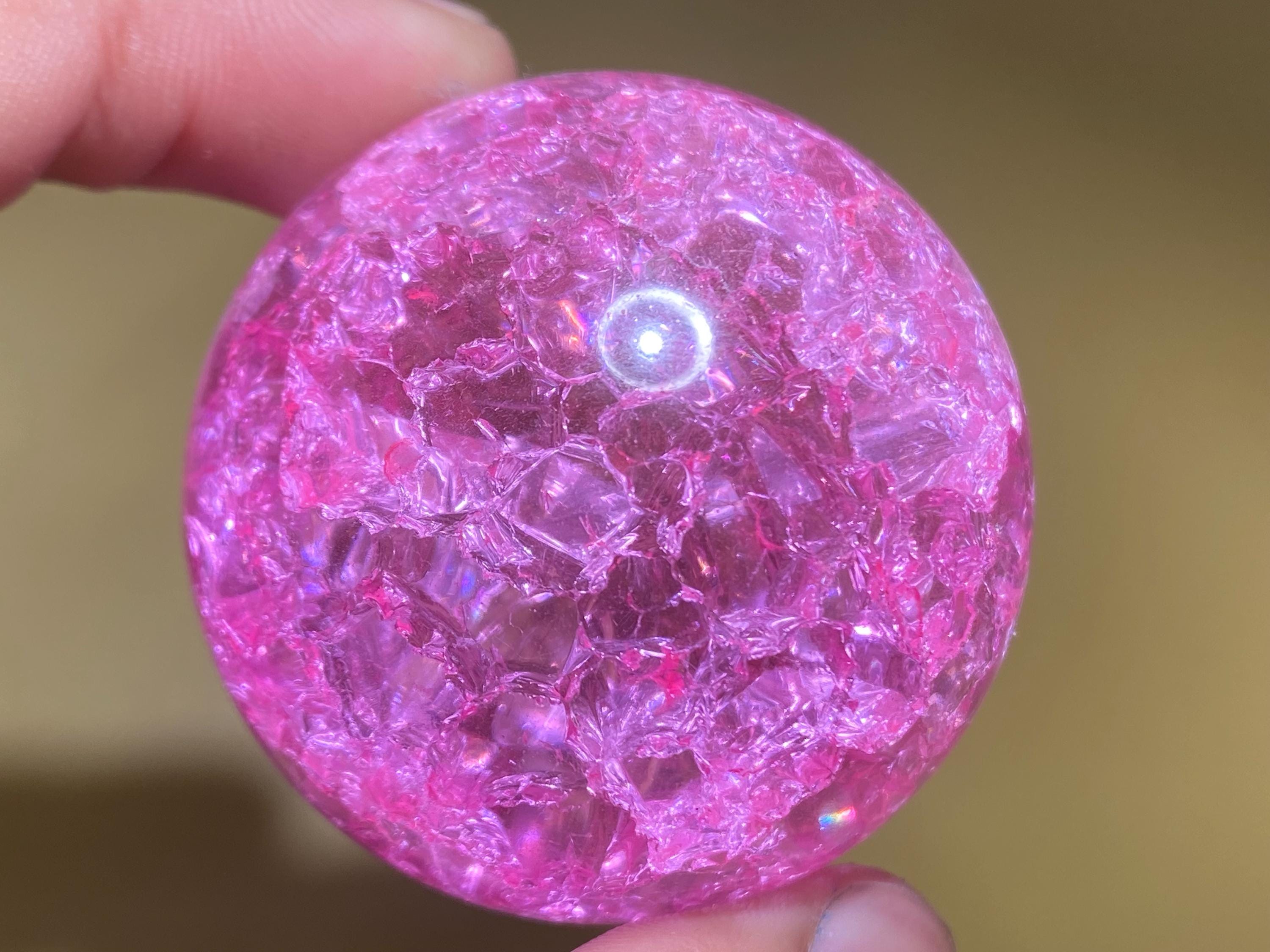 1.9''+ Magical Pink Aura Crackle Sphere,quartz Crystal,Crystal Ball,Crystal Glass Ball,Home Decoration Gifts 1pc