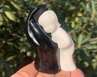 3.1" Natural Hand Carved White jade crystal: Crystal Quartz Angel Home Decor