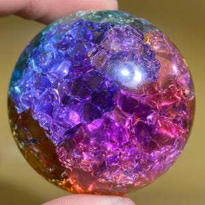 1.9&#39;&#39;+ Magical Rainbow Aura Crackle Sphere,quartz Crystal,Crystal Ball,Crystal Glass Ball,Home Decoration Gifts 1pc