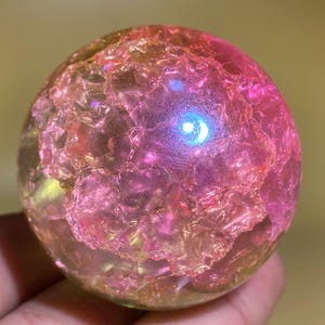 1.9&#39;&#39;+ Magical Rainbow Aura Crackle Sphere,quartz Crystal,Crystal Ball,Crystal Glass Ball,Home Decoration Gifts 1pc