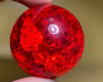 1.9&#39;&#39;+ Magical Red Aura Crackle Sphere,quartz Crystal,Crystal Ball,Crystal Glass Ball,Home Decoration Gifts 1pc