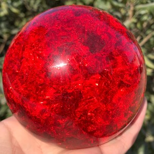 Röd Aura-kvartskristallsfär: Spruckeljudskula, Heminredning (95 mm+)