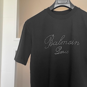 Balmain Sparkling HandWritten Logo Black T-shirt Size XL