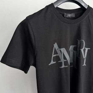 Amiri Black T-shirt With Black Matt Logo Print on Chest Size L