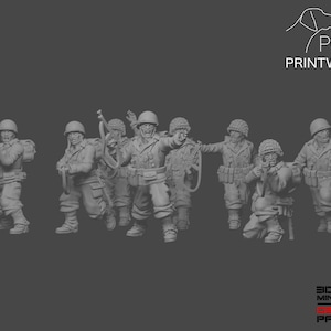WW2 United States - SMG Squad - 28mm - 1/56 scale - Bolt Action - Chain of Command - Wargaming Miniatures - Resin Print - Unpainted