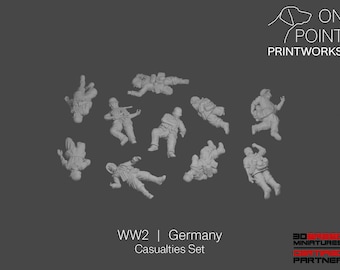 WW2 Germany - Casualties Set - 28mm - 1/56 scale - Bolt Action - Chain of Command - Wargaming Miniatures - Resin Print - Unpainted