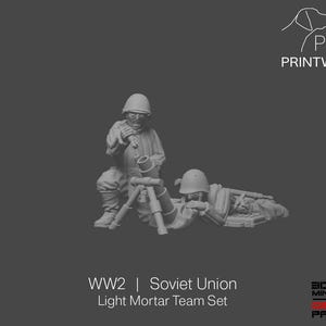 Andra världskriget Sovjetunionen - Lätt granatkastarset - 28 mm - skala 1/56 - Bolt Action - Chain of Command - Krigsspelsminiatyrer - Resintryck - Omålad